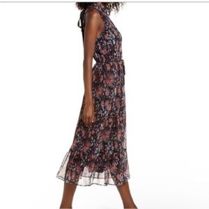 Sam Edelman Floral Plisse Midi Dress - Size 8